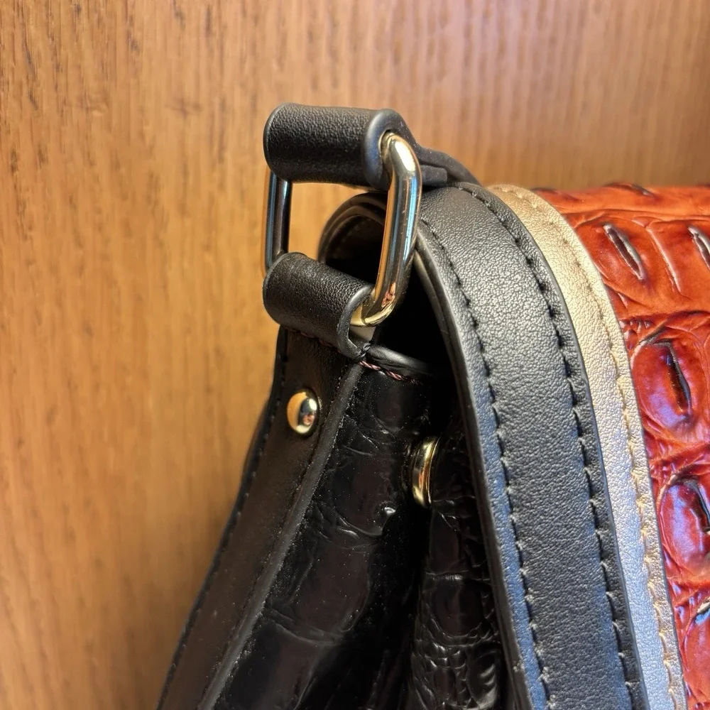 MFK Collection Women's Jamilah Crossbody Bag, Black/Brown, Vegan Leather‎